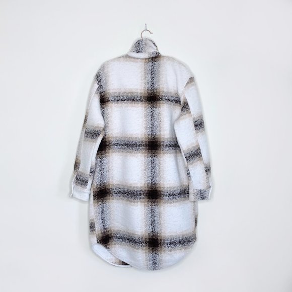 ⚡️SOLD⚡️ joie windowpane plaid woven long shirt jacket - size medium - Picture 3 of 7
